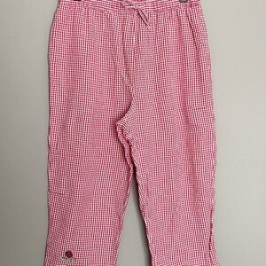 Vintage Women's Red and white  Gingham Capri Pants with Drawstring Waist
